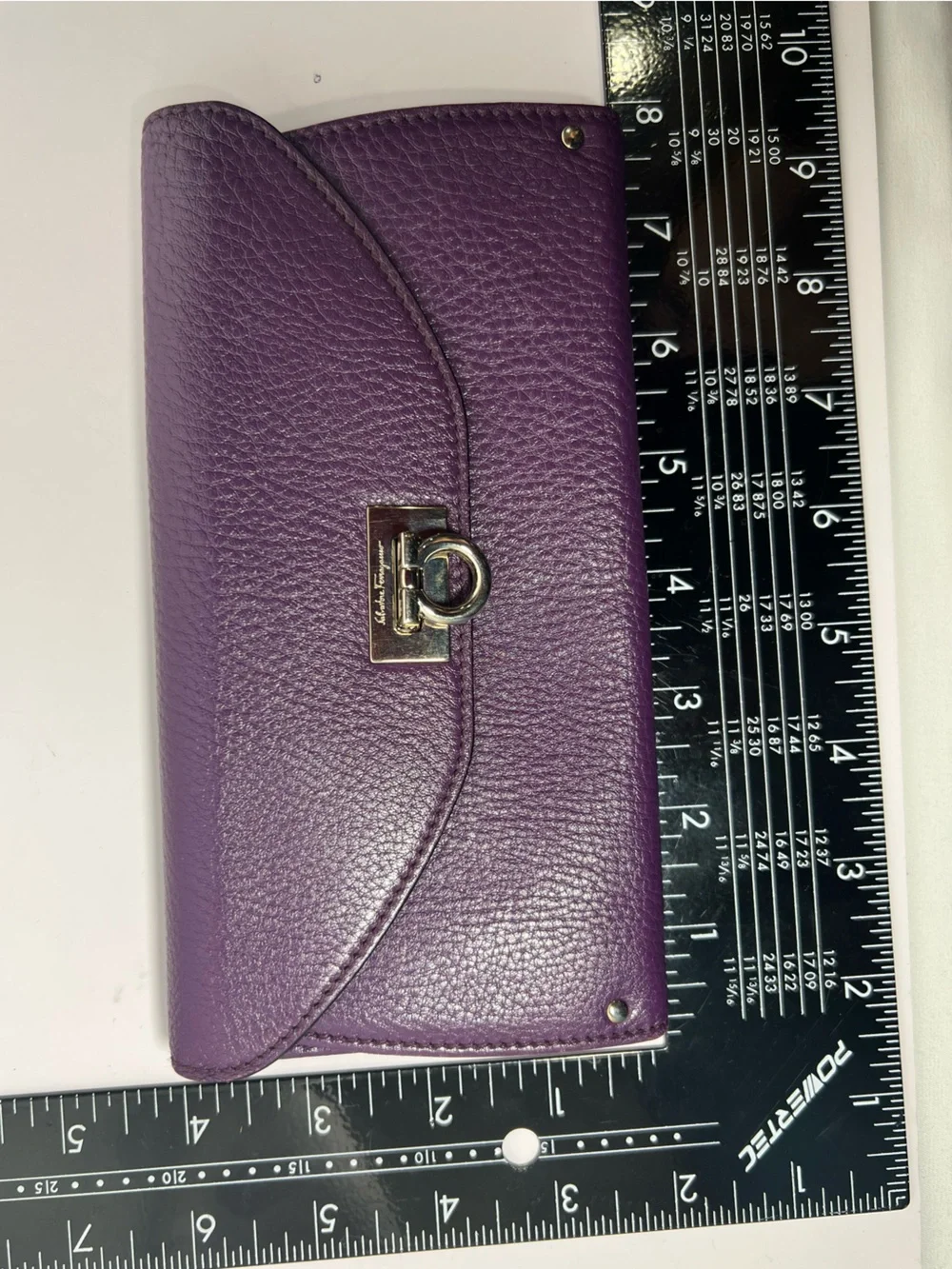 1039: Salvatore Ferragamo Gancini Continental Wallet Purple Leather